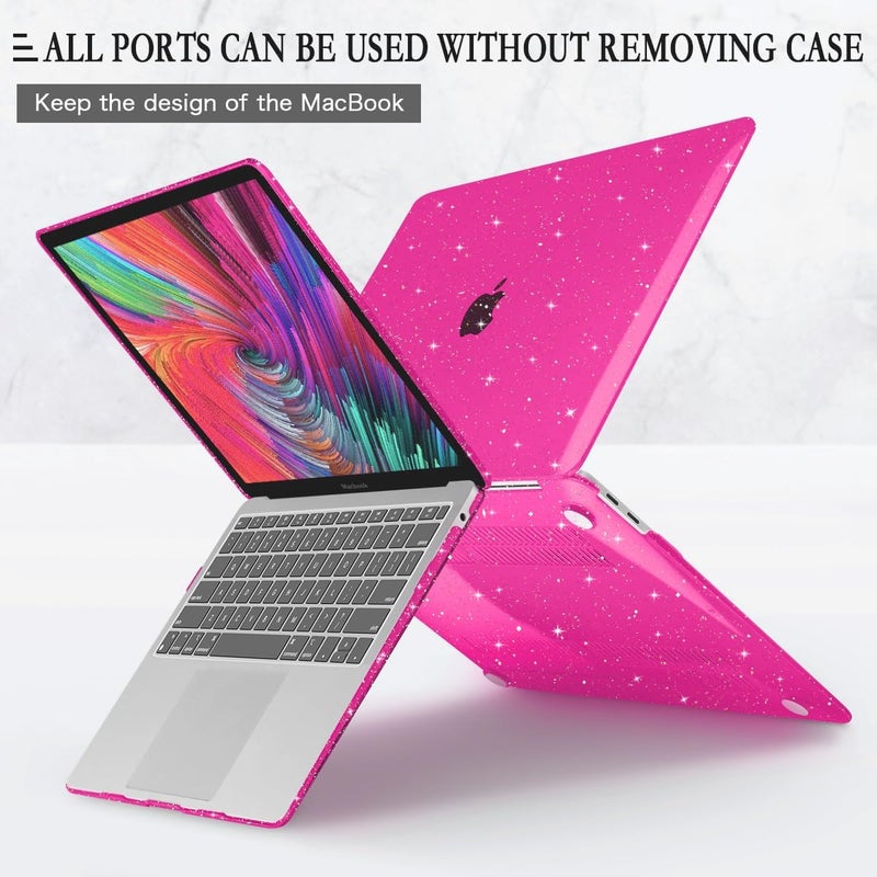 CISSOOK Rose Pink Glitter Case for MacBook Air 13 Inch 2021 2020 2018 Release Model A2337 M1 A2179 A1932, Sparkly Hot Pink Hard Shell Case with Keyboard Cover for MacBook Air13 2020-2021 with Touch ID - Image 5
